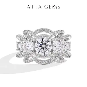 Sparkling  Round Shape D VVS1 Synthetic  Moissanite Ring for Women Engagement  Wedding Jewelry R195