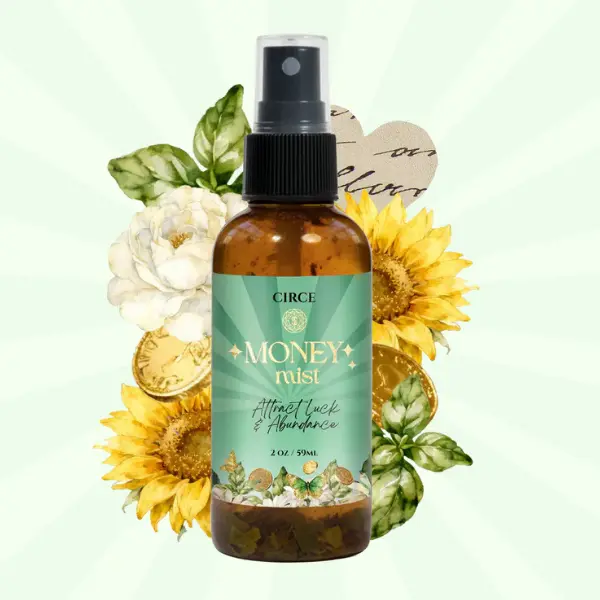 Circe Boutique Money Mist 2oz Abundance & Prosperity Spray | Bay Leaf & Cinnamon Manifestation Room Spray | Wealth Ritual Mist | Phthalate-Free Paraben-Free | Soul Elixir