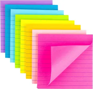 (8 Pack) Lined Sticky Notes 4X4 Bright Stickies Colorful Super Sticking Power Memo Pads, 8 Colors, Strong Adhesive Kozerite