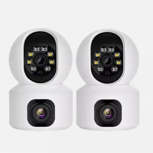 2K 360° PTZ Dual Lens PTZ Indoor Security Camera, 2.4G WiFi Smart Cam for Home, w/Night Vision, Motion Detection, 2-Way Audio, Cloud & SD Card Storage