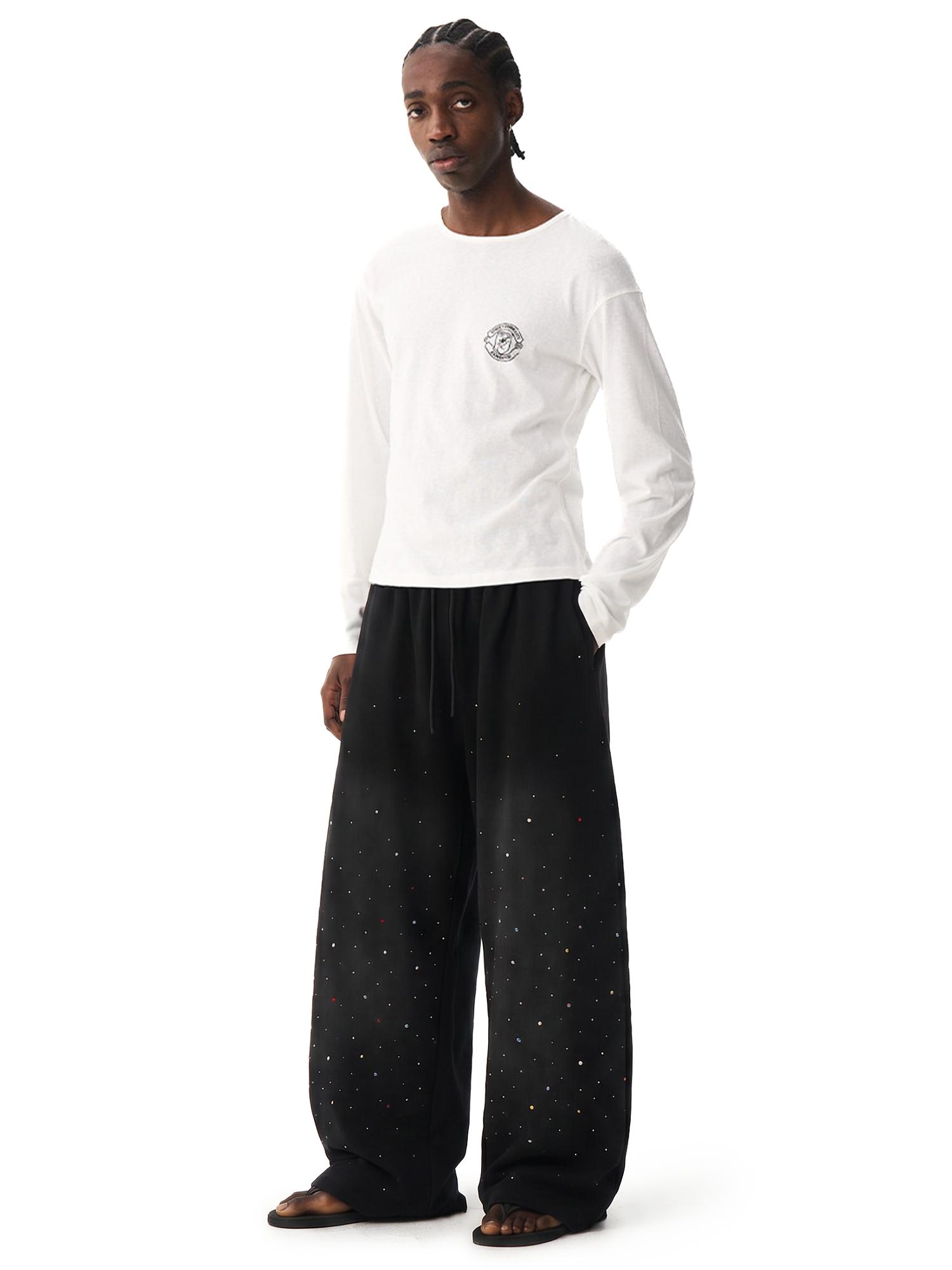FDR Colorful Rhinestone Washed Zip-Up Hoodie & Sweatpants Set for Women Premium Soft Tracksuit | Oversized Casual Cropped Pullover Two-Piece Matching Top Wide Leg Baggy Pants