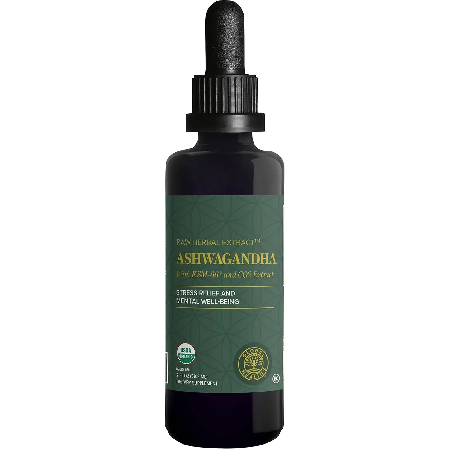 Global Healing Ashwagandha Supplement, USDA Organic (2 Oz)