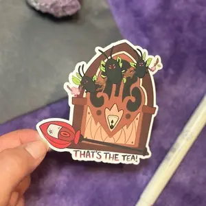 That’s The Tea Radio Sticker | Cute Deer Radio Demon Sticker, Roach Flower Crown, Cartoon Demon Hotel Sticker, Microphone Overlord Alastor Decor Decorative