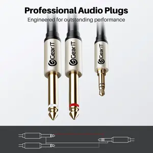 2-Pack 1/8" (3.5mm) TRS to Dual 1/4" (6.35mm) TS Mono Stereo Y-Cable Splitter Cord 2-Pack 1/8" (3.5mm) TRS to Dual 1/4" (6.35mm) TS Mono Stereo Y-Cable Splitter Cord