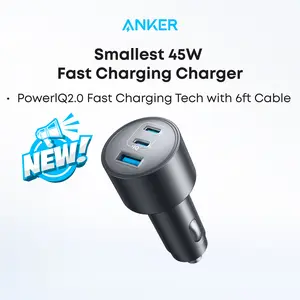 Anker 167.5W 3-Port USB-C Fast Car Charger, Compact Design, Simultaneous Charging for iPhone 17/16 Series, MacBook Pro/Air, Samsung Galaxy S24/S23, AirPods, and More