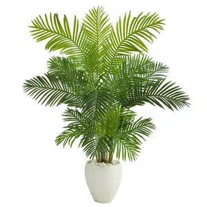 62” Hawaii Palm Artificial Tree in White Planter