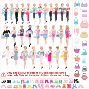 30cm Doll Fashion Set, Includes Top + Bottoms + Shoes + Handbag, Random Design Selection, No Doll Included, Doll Clothing Set, Doll Accessories, Clothes for Dolls