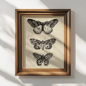 Vintage Butterfly & Moth Print | Antique Entomology Wall Art | Botanical Insect Illustration | Dark Academia Decor | Vintage Nature Aesthetic Poster