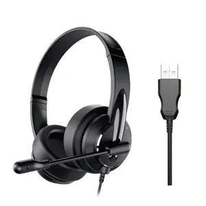 On-Ear USB PC Headset with Microphone, Adjustable Headband Design, Wired Headphones for Computer and Home Office, Recording, Noise Isolation and Volume Control Features, Noise Cancelling Headset