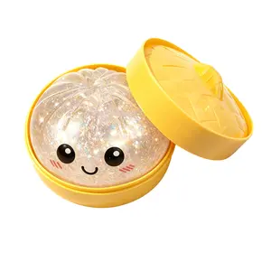 Giant Glitter Dumpling, Giant Dumpling Squishy, Mega Rainbow Dumplings, Cute Anxiety Relief Fidget Toy, with Steamer Box,Soft Squeeze Decompression Dough for Adults