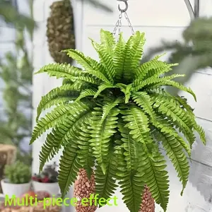 2 Bundles Artificial Boston Ferns, Indoor Outdoor Decor, Decorative Fake Greenery, DIY Plant Design, Perfect for Home Office Garden, No Container Included