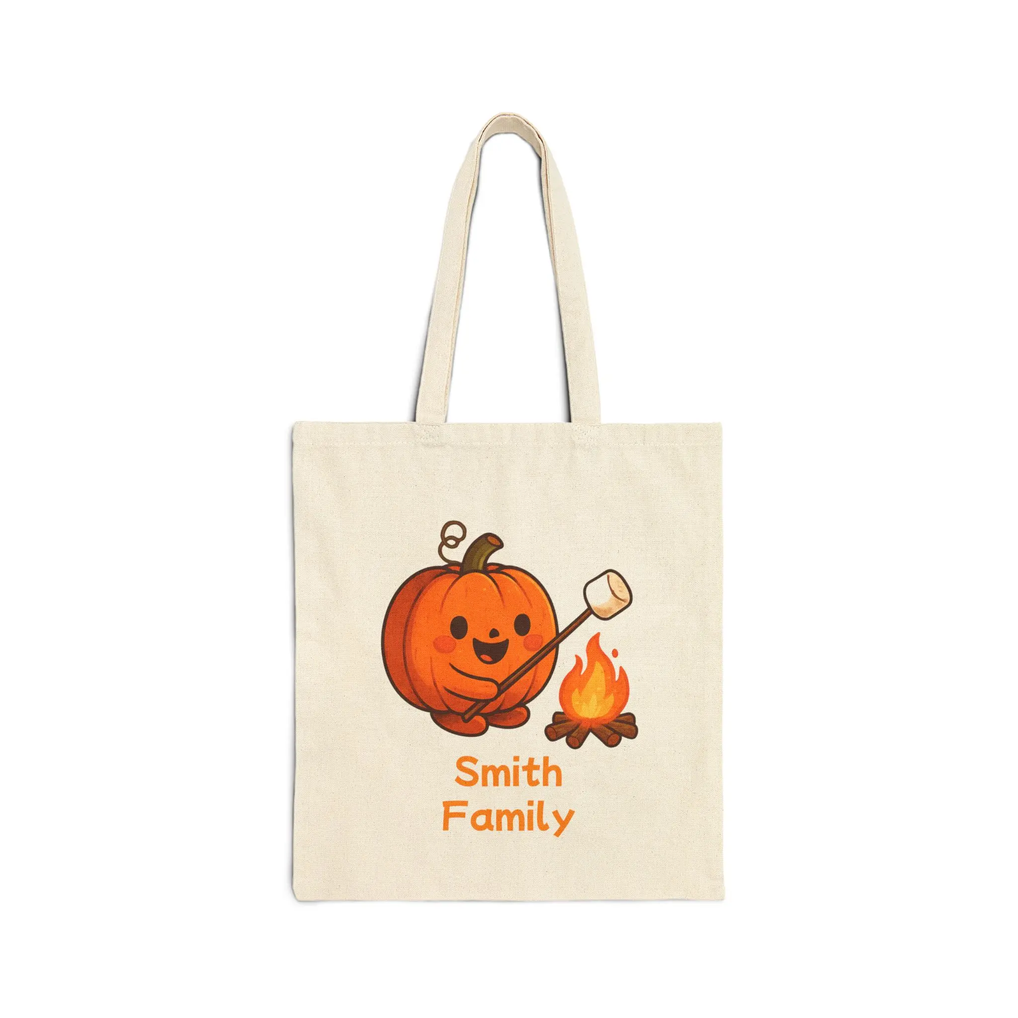 Personalized Pumpkin Roasting Marshmallows S'mores Family Tote Bag or Trick or treat Bag, S'mores Gift Bag, Halloween Gift