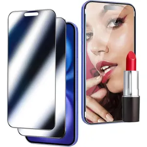 2 Pack For  16  Screen Protector Mirror Effect Tempered Glass For iPhone16 6.1inch Mirrored Anti-Spy Easy Installation Frame Case Friendly No Bubble ()