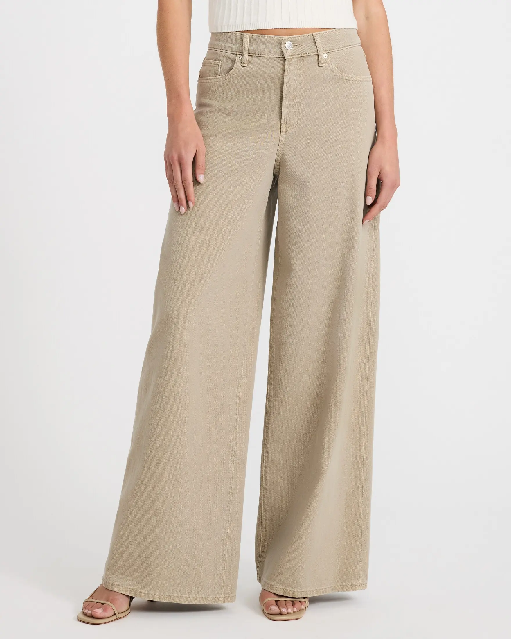 Express High Waisted Relaxed Wide Leg Khaki Jeans