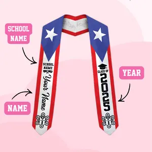 Customized Puerto Ricans Flag Graduation Sash 2026, Puerto Rico Graduation Gift Stole