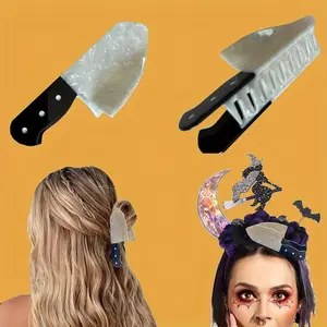 1PC Knife Shaped Acrylic Hair Clip Unique Punk Y2K Style Cartoon Hair Accessory Halloween Ponytail Holder Quirky Hip Hop Style Hairpin Gift with Distinctive Charm Ponytail Claw Clip Acrylic Clips