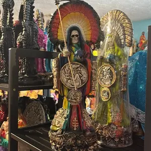 15 in Authentic Aztec-Inspired Santa Muerte Statue, 7-Power Charged Figurine for Spirituality-Focused Home Decor