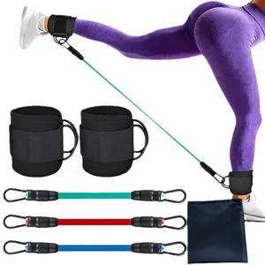 Adjustable Ankle Resistance Bands Set with 10/20/30LB Elastic Bands for Leg & Glute Workout Straps Strength Training Pilates Home Fitness with Storage Bag TPE Material Comfortable Ankle Straps Secure Fastening