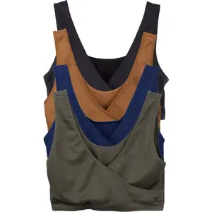 Caramel Cantina Nursing Bra Sleep Bralette Criss Cross Front Wide Straps Maternity