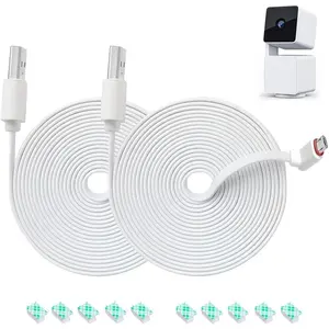 10FT Power Extension  for Wyze Cam Pan v3 Camera - Weatherproof 90 Degree  USB , 2 Pack (White) - Not Compatible with Wyze Cam V3/V4