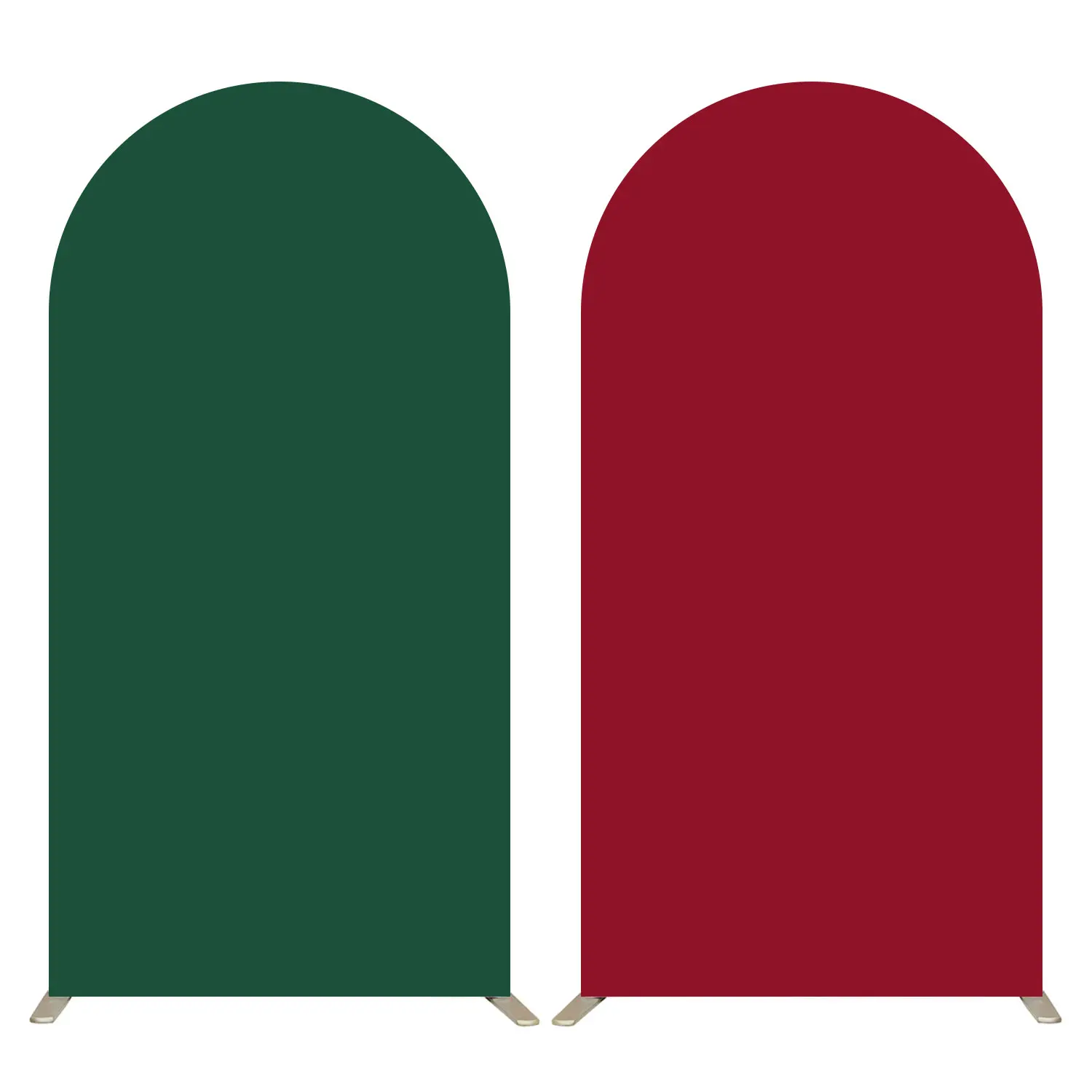 Double-Sided Solid Dark Green & Burgundy Arch Cover, 3.28x6.56ft Stretch Tension Fabric Backdrop Stand Cover Banners, Reusable for Wedding, Birthday Party Decor