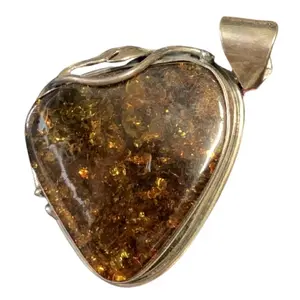 Heart-Shaped Amber Pendant