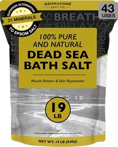 AROMASONG Fine Grain Dead Sea Bath Salt (19 lbs) - Pure Mineral Cleanser, Moisturizing Smooth Body Care for Dry & Normal Skin, Organic Formula, US Resealable Bag, Gift Option