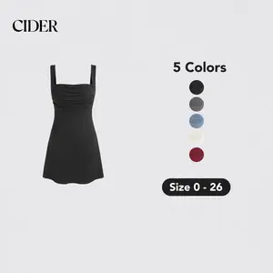Cider [5 colors, Size 0-26] Ruched Square Neck Mini Dress