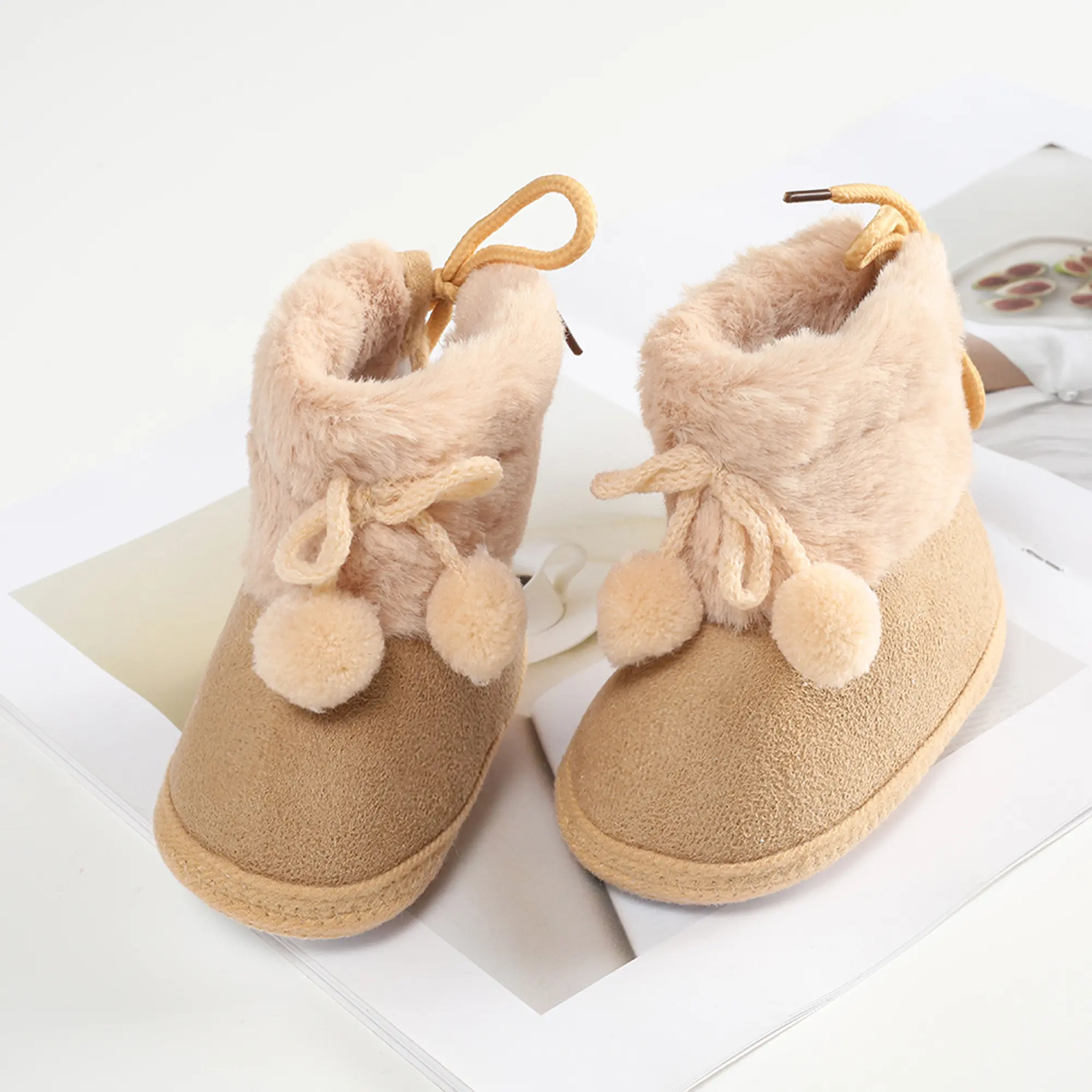 Baby Girl's Boots, Warm Fluffy Coral Fleece Winter Footwear with Soft Non-Slip Sole for Newborns, Infants, and Toddlers, Kids Clothing Girls, Furry Shoes, Hiking, Baby Shoes, Fashion Girls