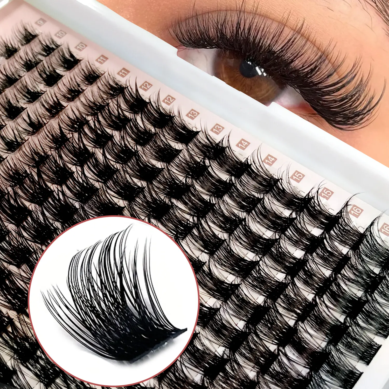 Lash Clusters Eyelash Extensions Clusters Natural Individual Lashes D Curl 176 PCS False Eyelash 9-16MM Clusters Volume Individual Lashes Cluster At Home Use Makeup Cosmetic