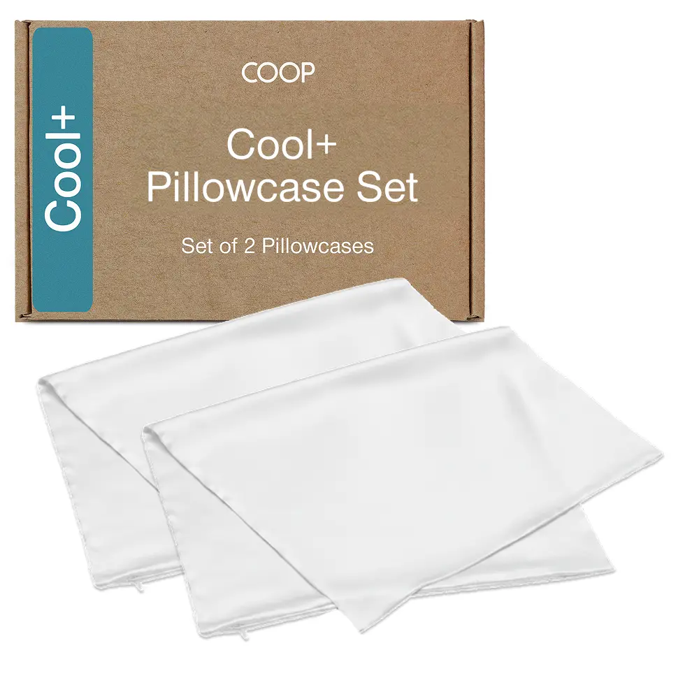 Coop Home Goods Cool+ Pillowcase Set (2-Pack) - Cool-to-Touch, Breathable, Silky-Soft Luxury Spa Fabric Bedding for Hot Sleepers, Wrinkle-Resistant, Shrink-Resistant, Machine Washable Queen/King Home Goods Bed Accessories (White/Dove Grey)