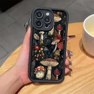 Mushroom Pattern Phone Case, Anti-drop Cellphone Protective Case, Total Protective Shockproof Mobile Phone Cover for iPhone, Protector