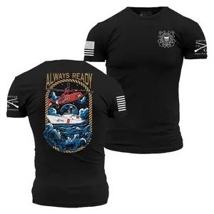 Men's USCG Always Ready Soft Stylish Round Neck Cotton Short-Sleeve Casual Graphic T-Shirt - Menswear Coast Guard Military Top for Veterans