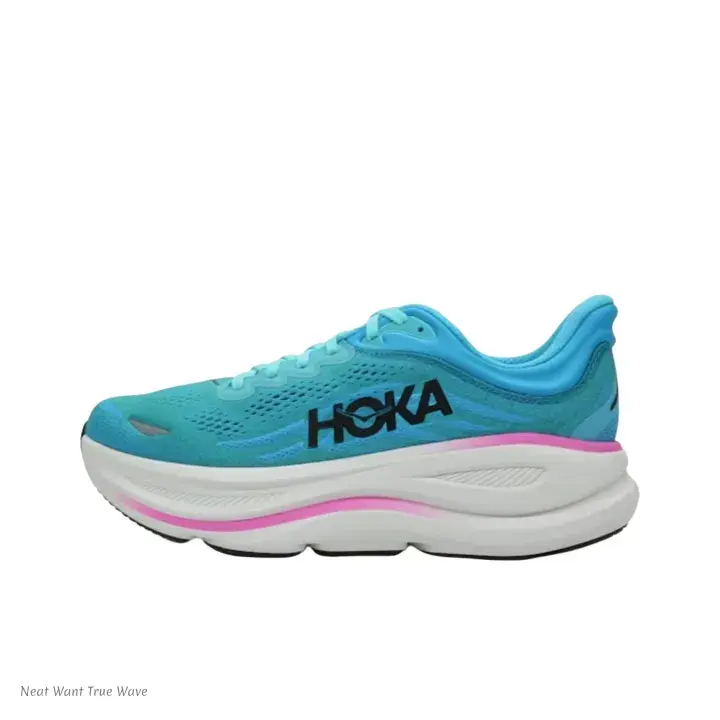 Low-Profile Running Shoes with Turquoise Knit Upper and Pink Accent Midsole