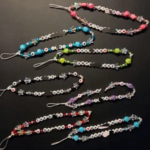 Kpop Wrist Strap for Phones or Lightsticks with Colorful Beads and Star Charms Perfect for Fans