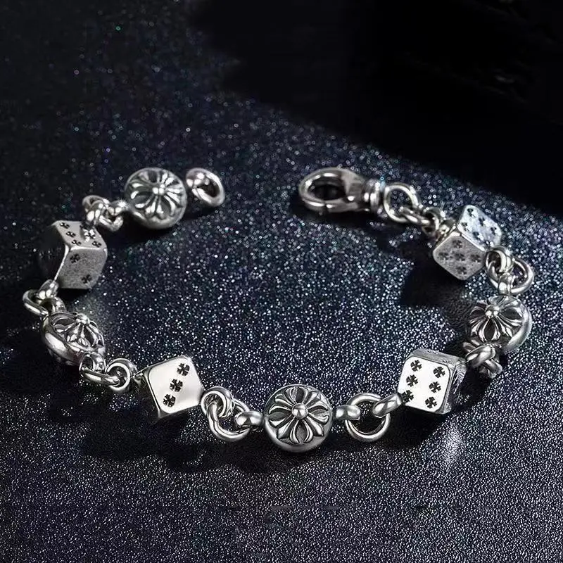 Fashion Dice Bracelet Cross Bracelet Men's Bracelet Women's Trendy Retro Personality Cool Punk Hip Hop