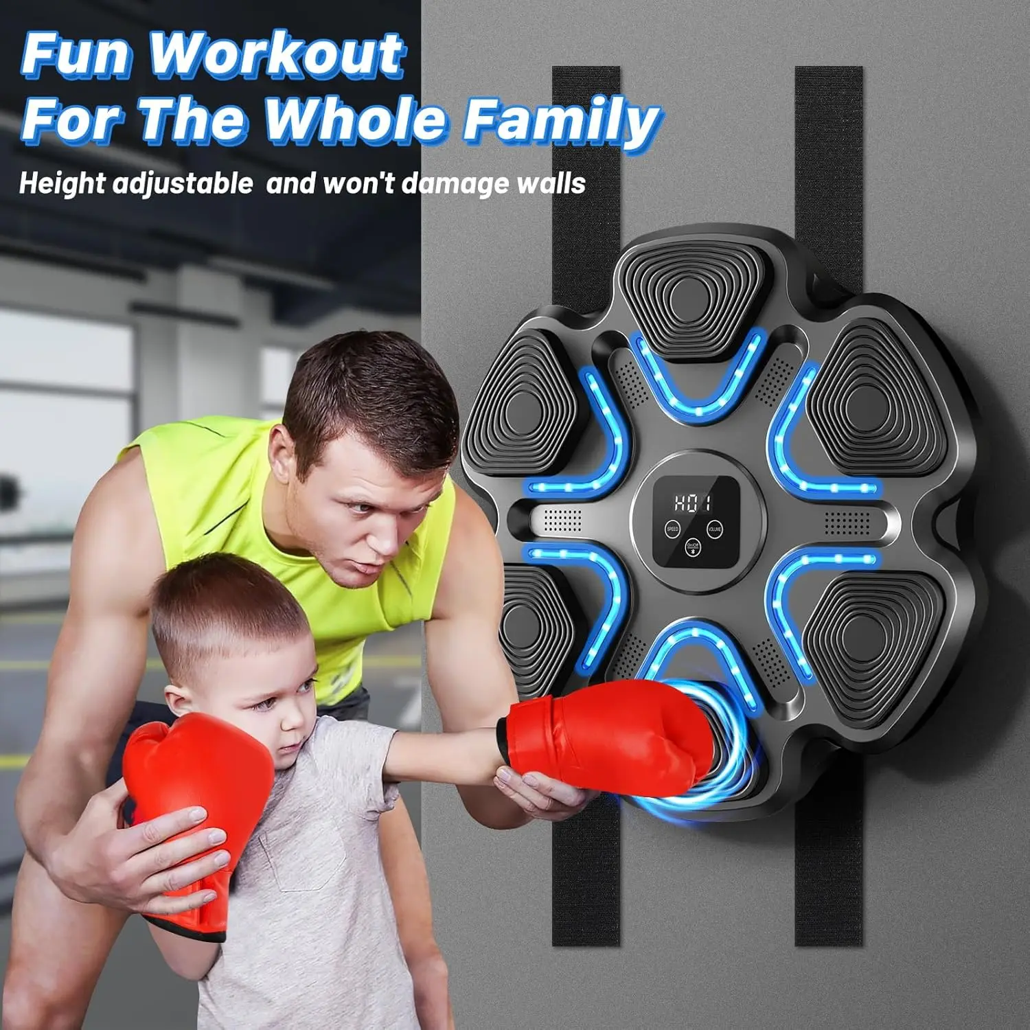 Wall-Mounted Music Boxing Machine, Unisex Punching Target with Intelligent Pads and Bluetooth Sync for Functional Training Workout, Gloves Included, Includes Gloves, Workout Training