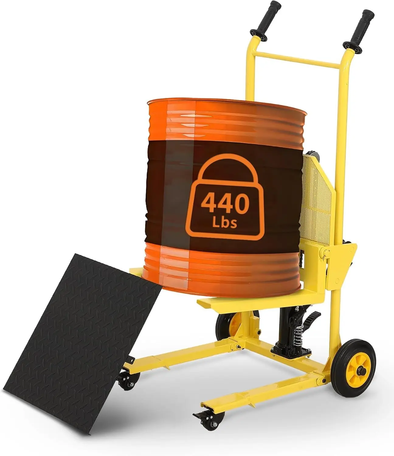 Hydraulic Material Lift, 440Lbs 36" Max Lift, Pallet Stacker Winch Stacker, Forklift, Truck Dolly, Pallet Jack, with Steel Platform, Yellow