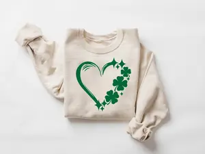 Heart Shamrock Sweatshirt, Love Clover Sweatshirt, Shamrock Sweatshirt, St Patricks Day Sweatshirt, Four Leaf Clover, Irish Lucky Sweatshirt