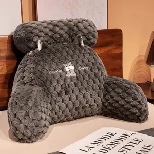 U-Shaped Reading Pillow with Cartoon Turtle Design, Soft Fleece Backrest Cushion with Armrests for Adults & Teens, Cozy Home Decor for Sofa & Bed