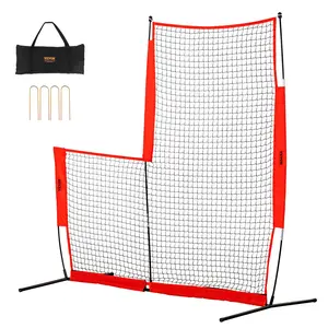VEVOR L Screen Baseball for Batting Cage, 7x7 ft Baseball & Softball Safety Screen, Body Protector Portable Batting Screen with Carry Bag & Ground Stakes, Baseball Pitching Net for Pitchers Protection