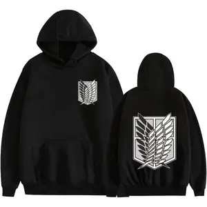 Men's Attack Titan Survey Corps Wings Print Hoodie - Unisex Casual Cotton-Polyester Top, Breathable Long-Sleeve Comfort Pullover, High Street Style with Kangaroo Pocket (Eren Yeager Japanese Inspired)