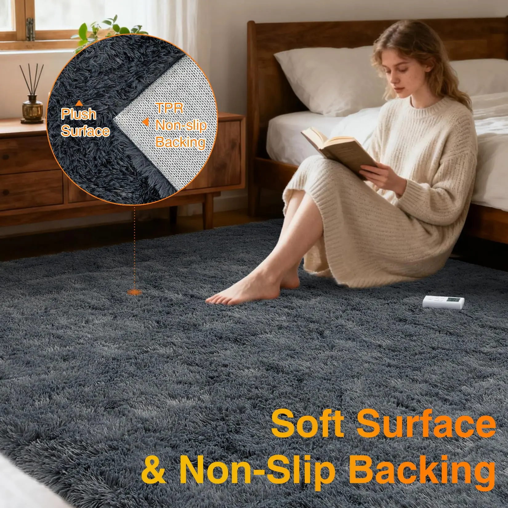 Garvee Electric Heated Rug Soft Plush Gaming Mat And Foot Warmer With Timer Fast Heating Floor Heating Pad For Playroom And Office