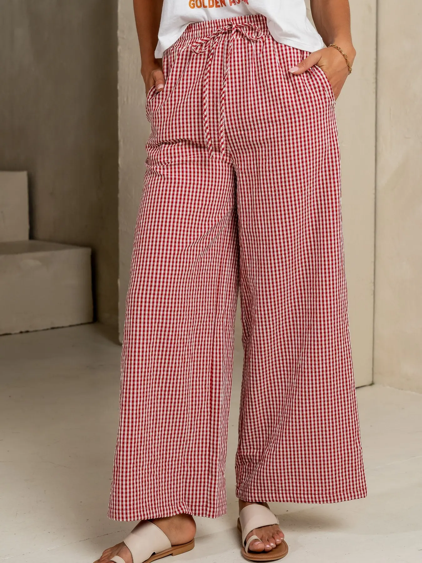 Women's Plaid Wide-Leg Pants, Casual Loose Straight Fit Adjustable Drawstring Waist Pockets Loungewear, Homewear Home Sleepwear Pajama Pants for Spring, Home Leisure Wear, Lounge Pajama Style