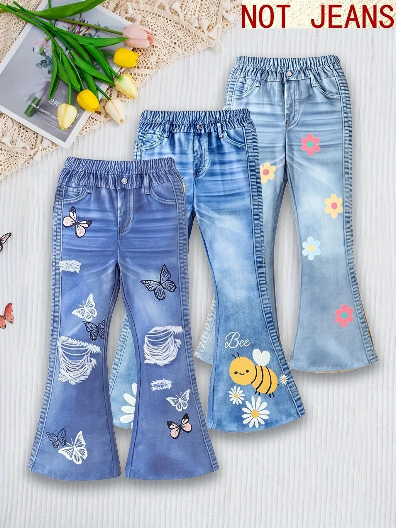 [3-Pack] Girl's Casual Striped Shorts, Comfortable Summer Bottoms, Stylish Kids' Clothing, Perfect for Outdoor Activities, Floral Print Pants