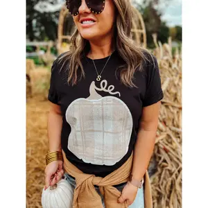 Plaid pumpkin tee