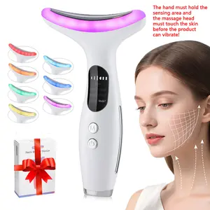 Electric Neck & Face Massager, 7 Colors LED Light Neck Face Lifting Machine with Heat, 7 Modes Firming Facial Skin Care Tool for Women & Girl Gift, Facial Beauty Instrument, Face Lifting Device