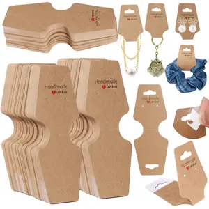 200PCS Bracelet Display Cards Necklace Holder Cards Self Adhesive Jewelry Packaging Selling Card for Small Business (Brown, 1.8x4.7 inches)