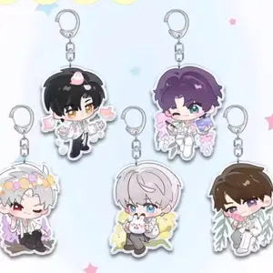 5count, 2026 New Love and Deepspace anime keychain set 5cm/1.96in acrylic key pendant,  cute comic characters, Suitable for backpack zipper, suitcase, phone case, headphone box, Fashion Anime Merchandise Gift for Fans, Keychain Attachment.