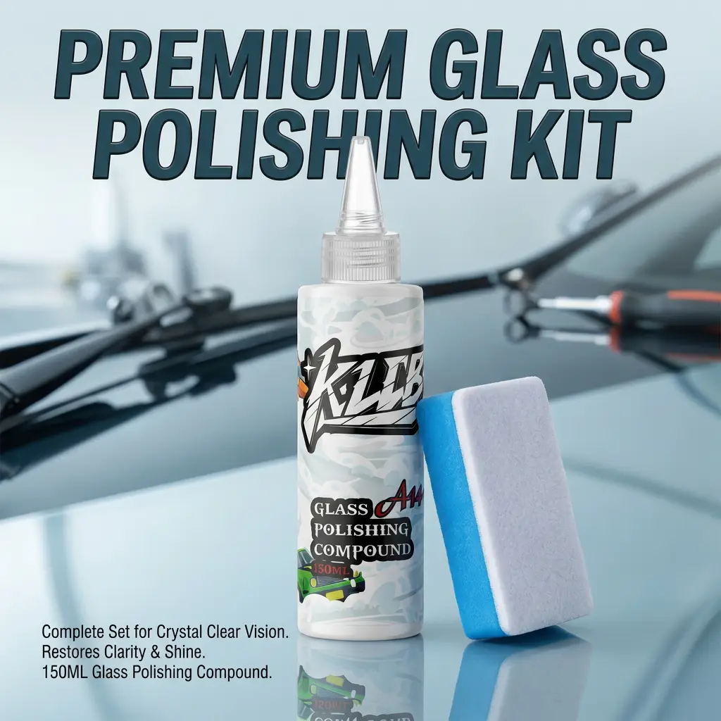 Auto Hack Windshield Water Repellent Glass Polish Kit - DIY Auto Detailing Kit with Oil Film Remover, Dual Sponge, Rainy Weather Visibility Boost for Safe Driving, All-In-1 Automotive Window Coating Care, Auto Detailing Products